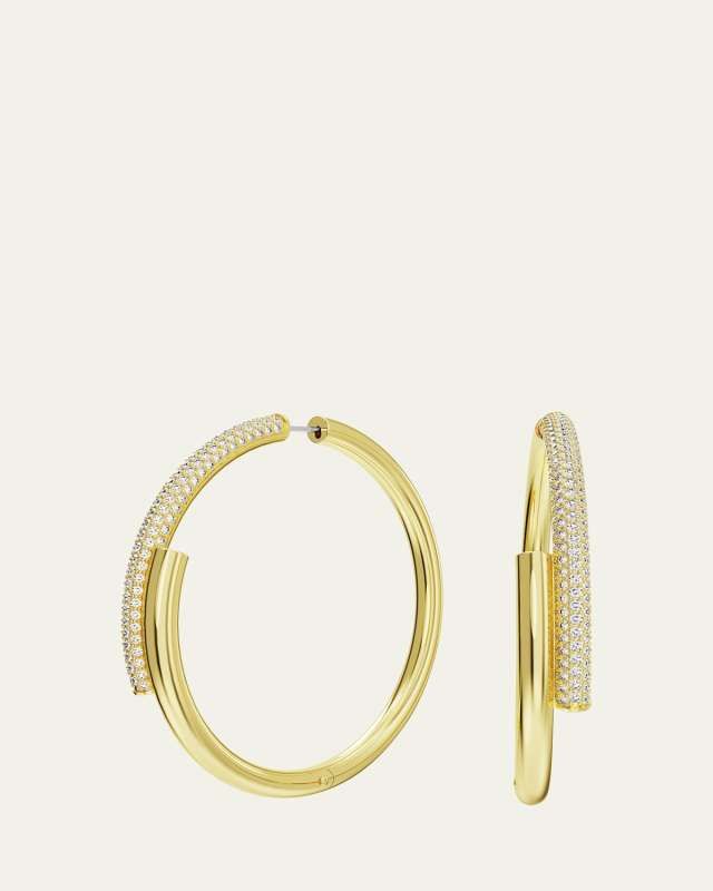 Dextera Crystal Pave Crossover Hoop Earrings