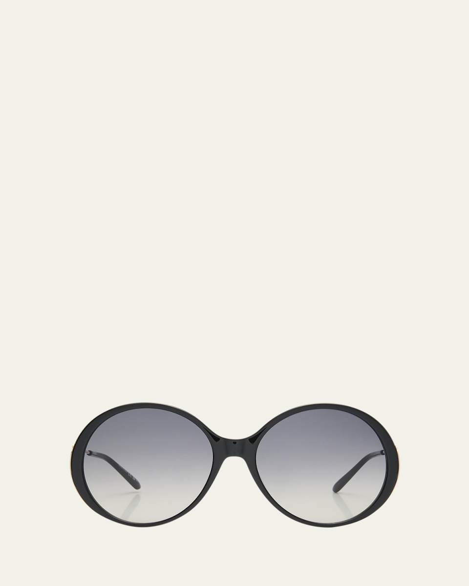 Oversized Round Acetate and Metal Sunglasses