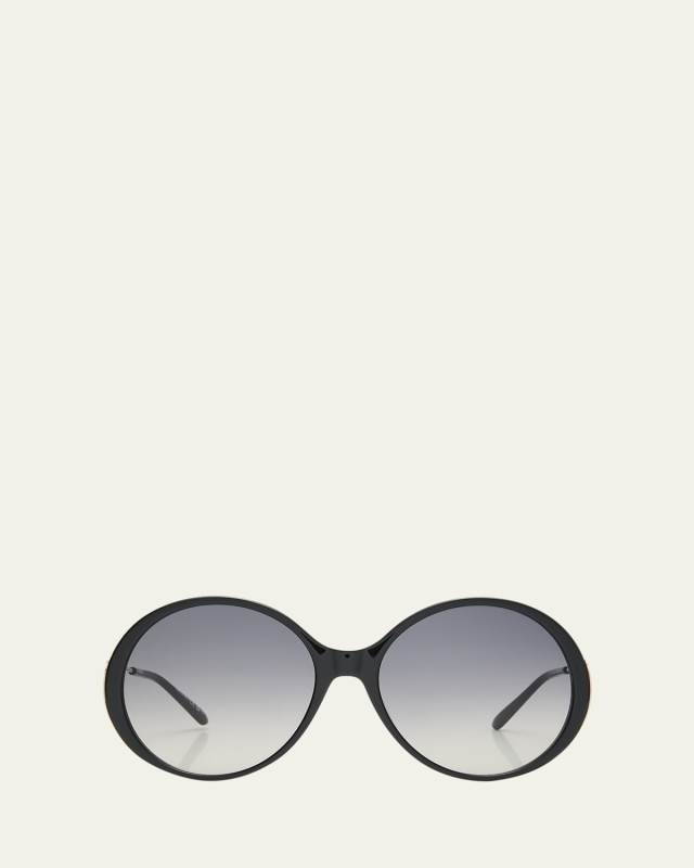 Oversized Round Acetate and Metal Sunglasses