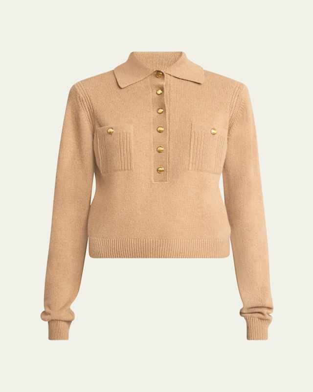 Collared Wool Cashmere Cardigan Sweater