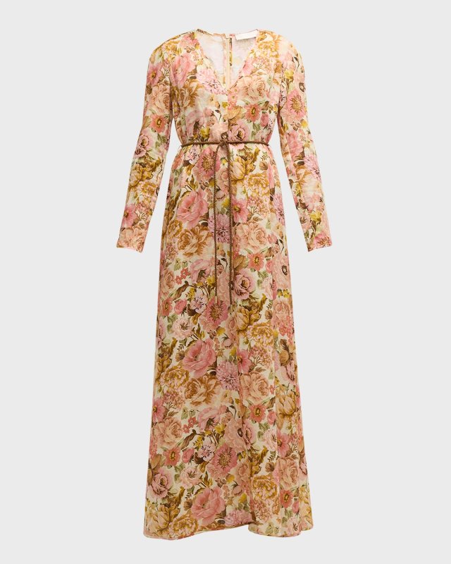 Golden Plunge Maxi Dress