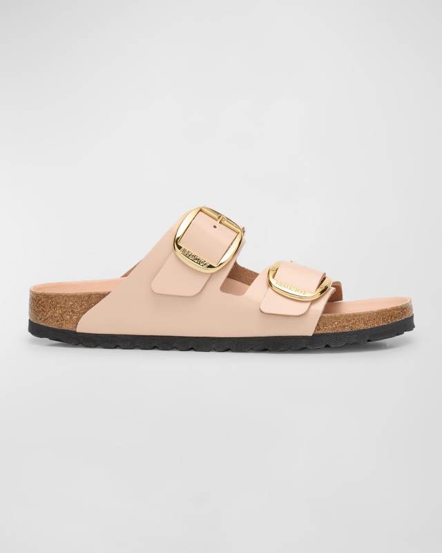 Arizona Leather Dual-Buckle Slide Sandals