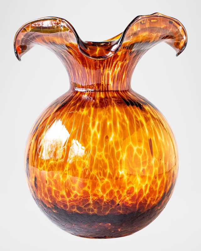 Hibiscus Glass Tortoiseshell Medium Fluted Vase