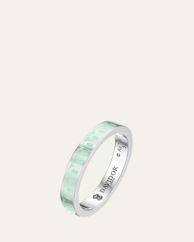 L'Arc de DAVIDOR Ring PM in 18K White Gold with Palm Beach Lacquered Ceramic