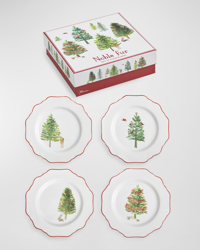 Noble Fur Appetizer Plates, Set of 4