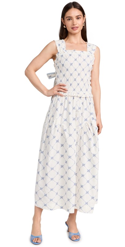 Damson Madder Tish Midi Dress Bow Print