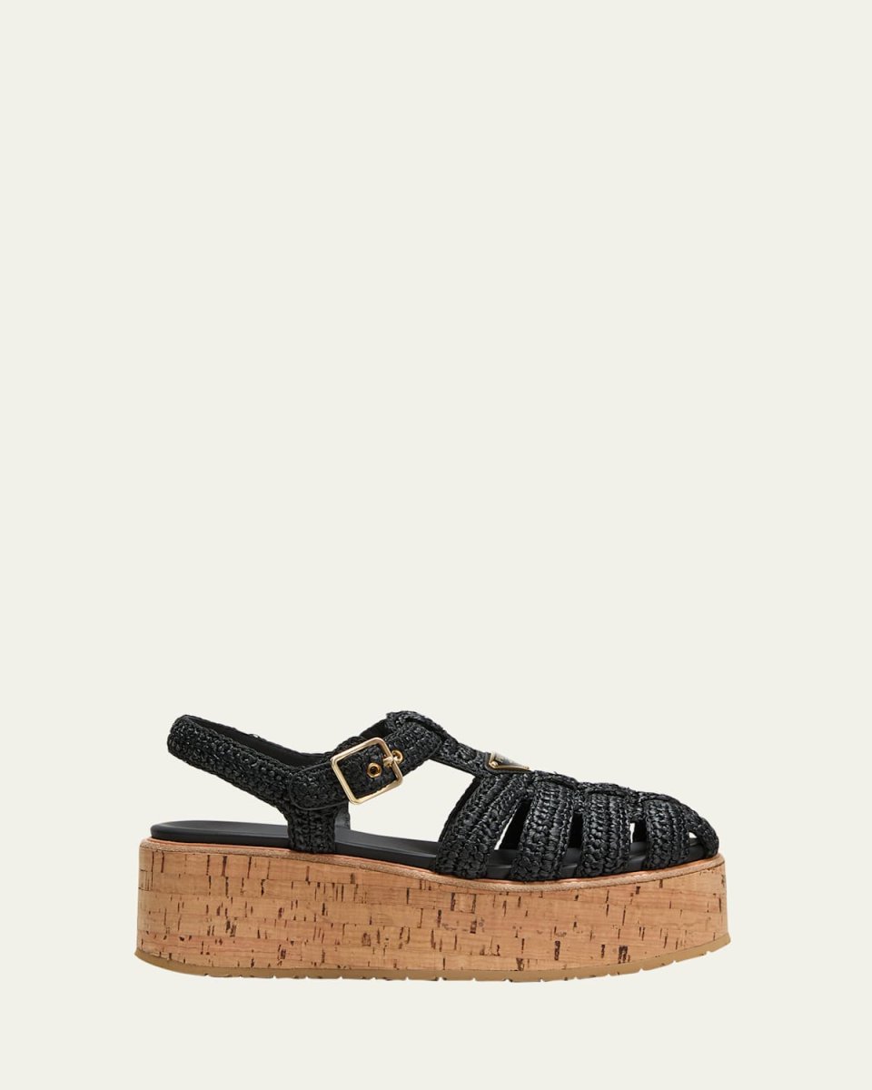 Raffia Cork Platform Fisherman Sandals