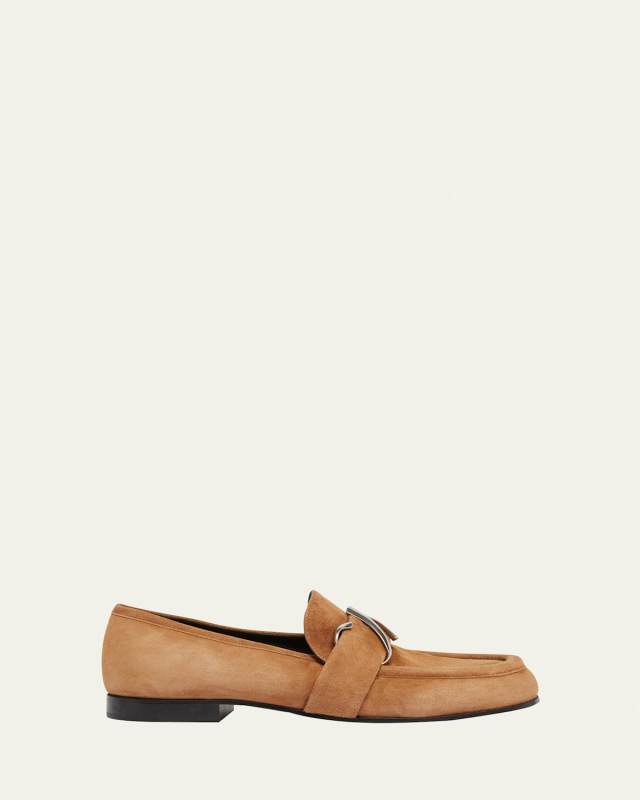 Suede Monogram Slip-On Loafers