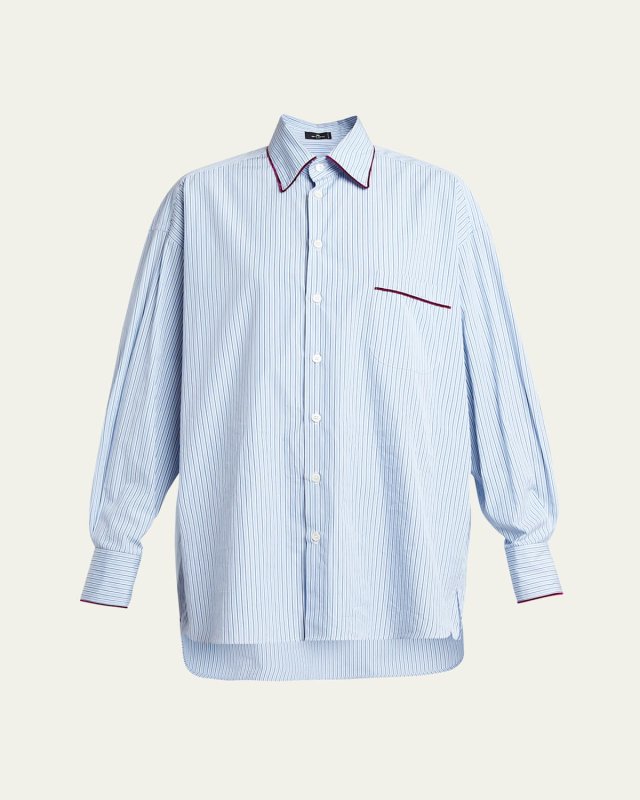 Stripe Velvet Tipping Button Down Top