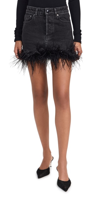 Retrofête Elvie Denim Skirt Black Feather