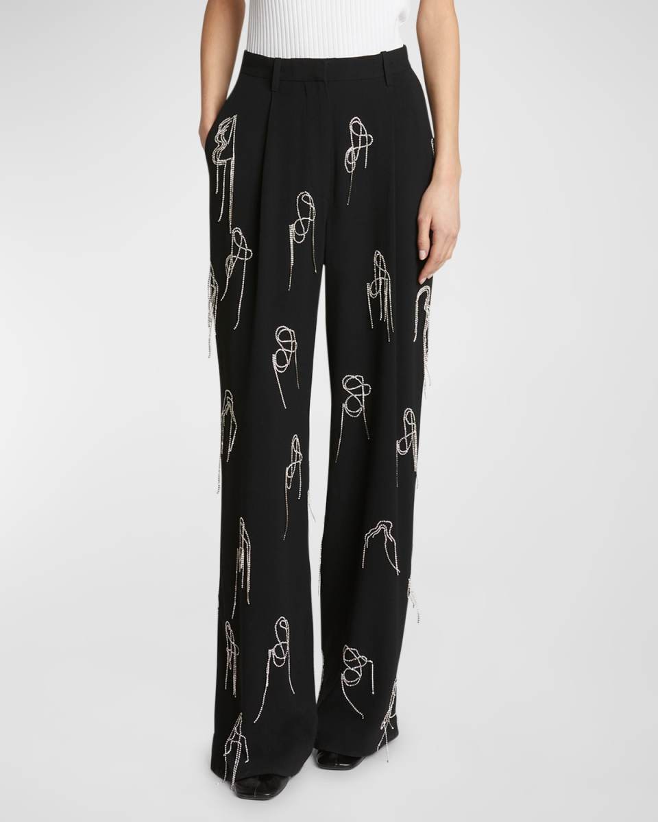 Porter Embellished Wide-Leg Trousers