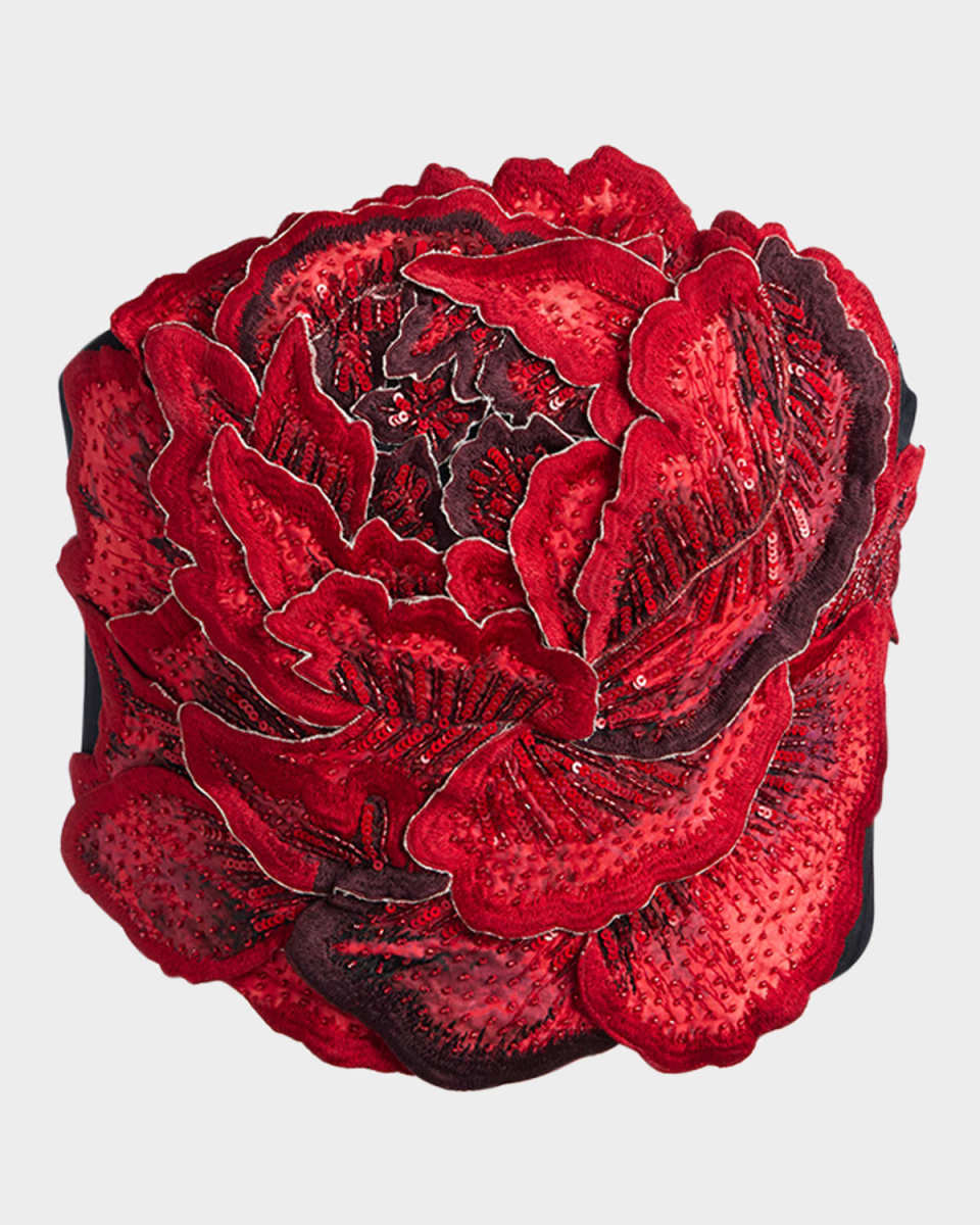 Randie Crystal Floral Applique Crop Top