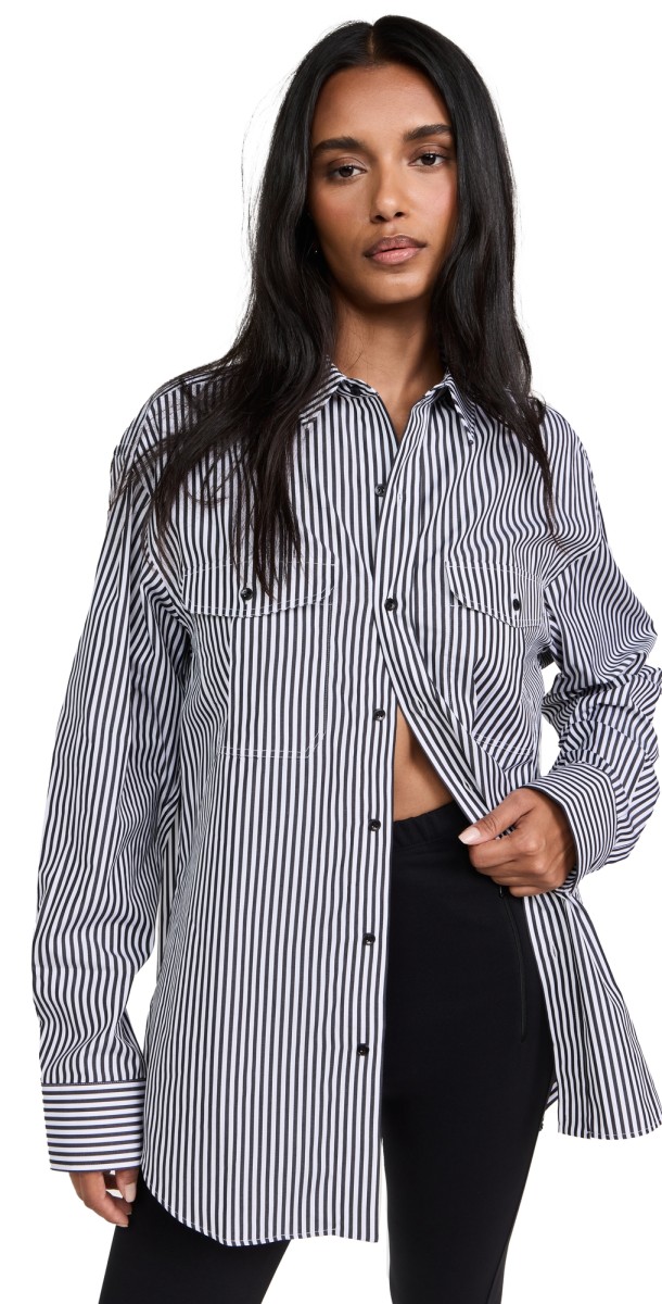 WARDROBE. NYC Oversize Shirt / Mid Stripe Black