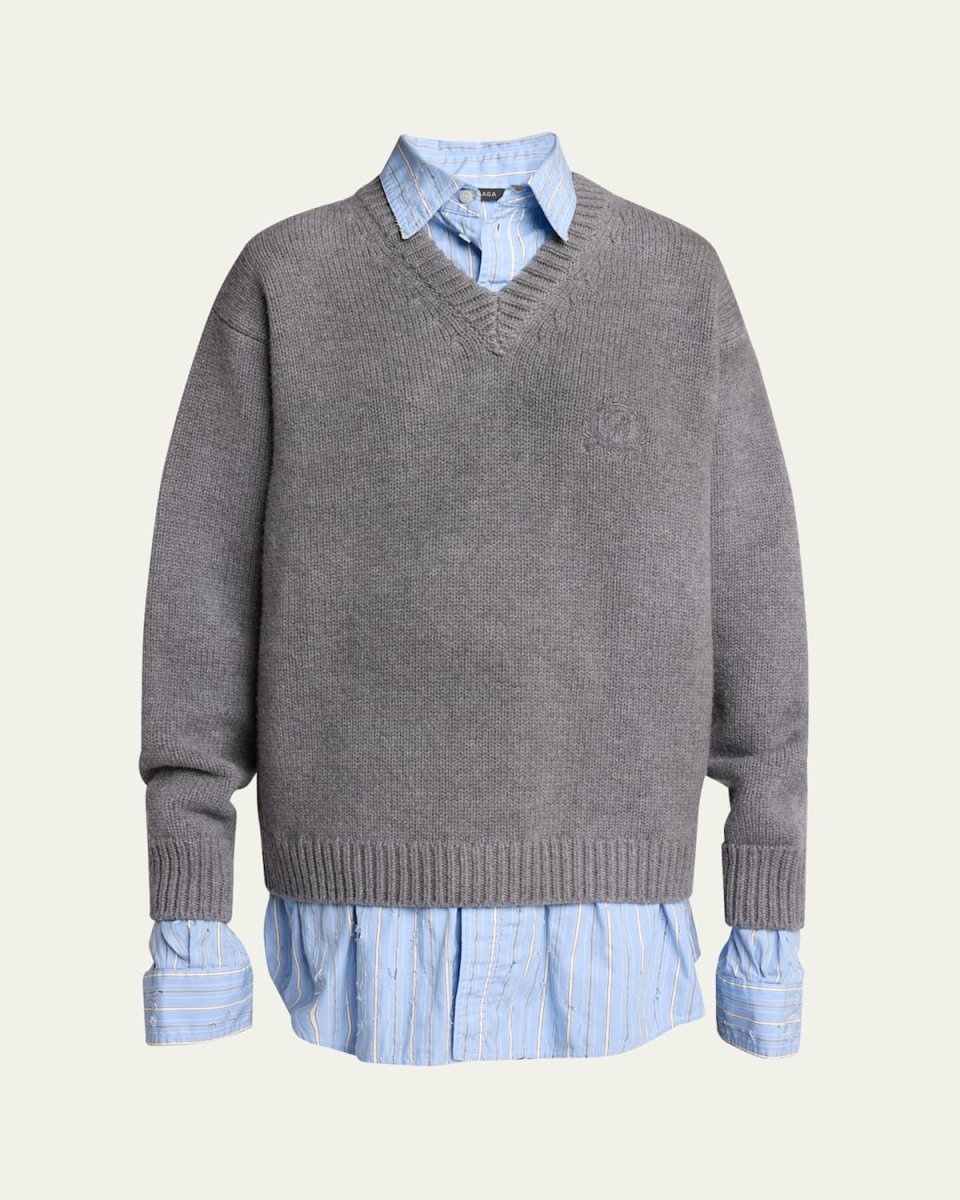 Layered Oversized Cotton Sweater