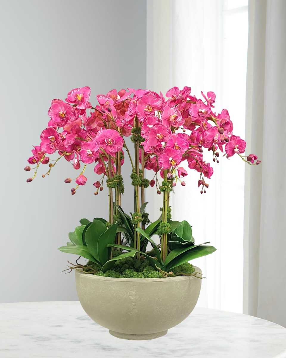 Orchid Faux Floral Arrangement in Bowl