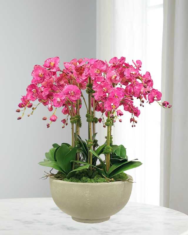 Orchid Faux Floral Arrangement in Bowl
