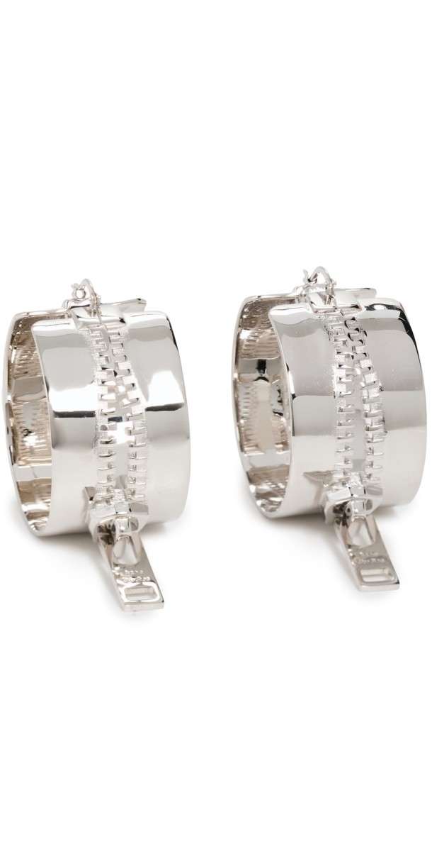 Acne Studios Zip Earrings Silver