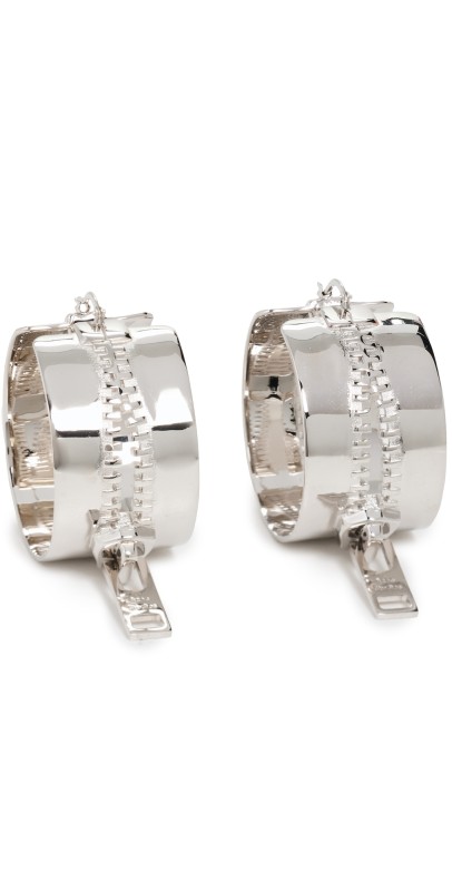 Acne Studios Zip Earrings Silver