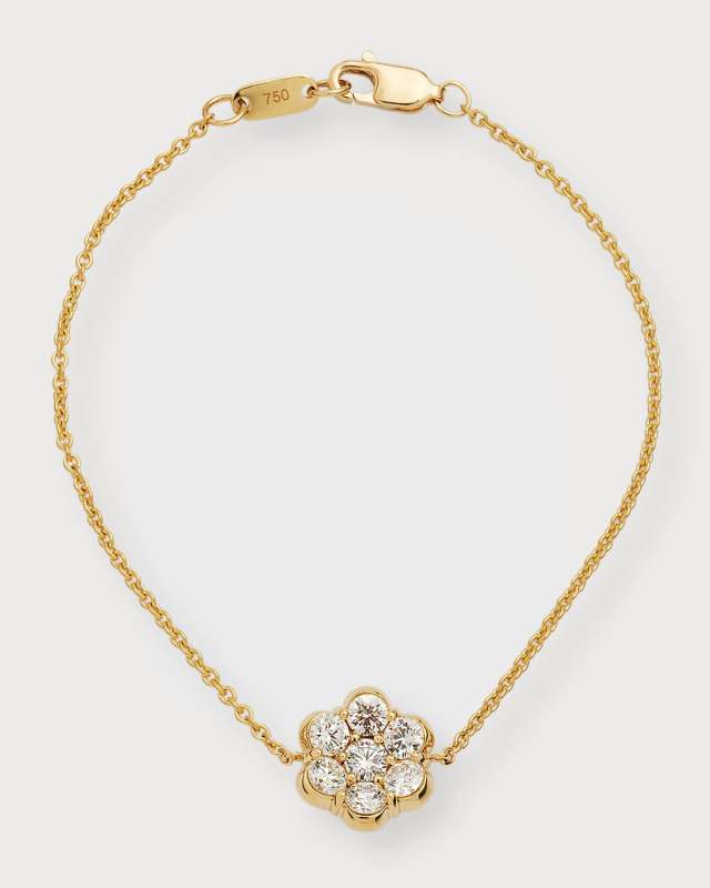 18k Yellow Gold Flower Diamond Bracelet
