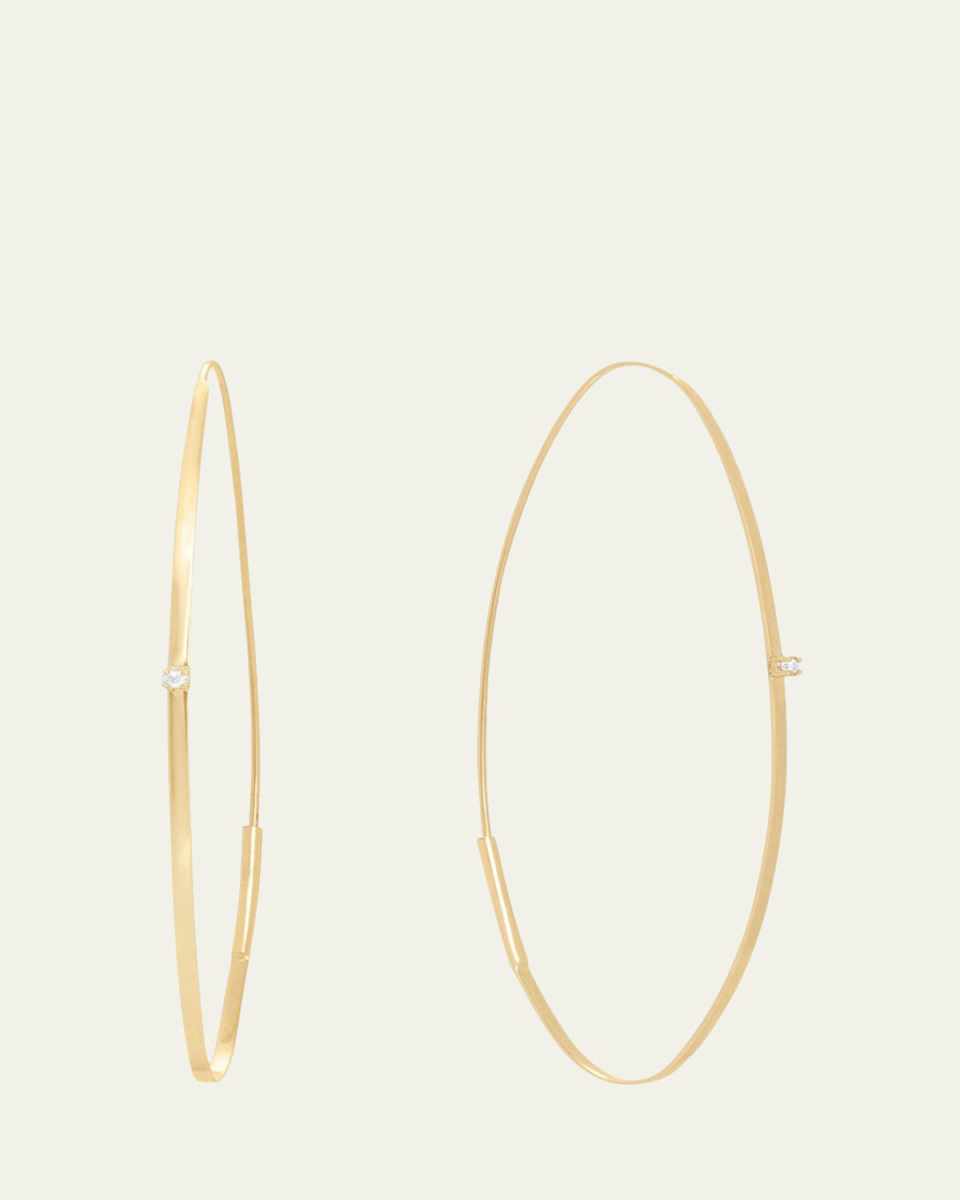 Large 14K Oval Magic Hoop Earrings with Diamonds