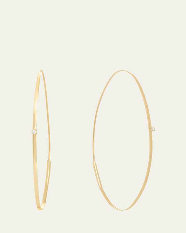 Large 14K Oval Magic Hoop Earrings with Diamonds