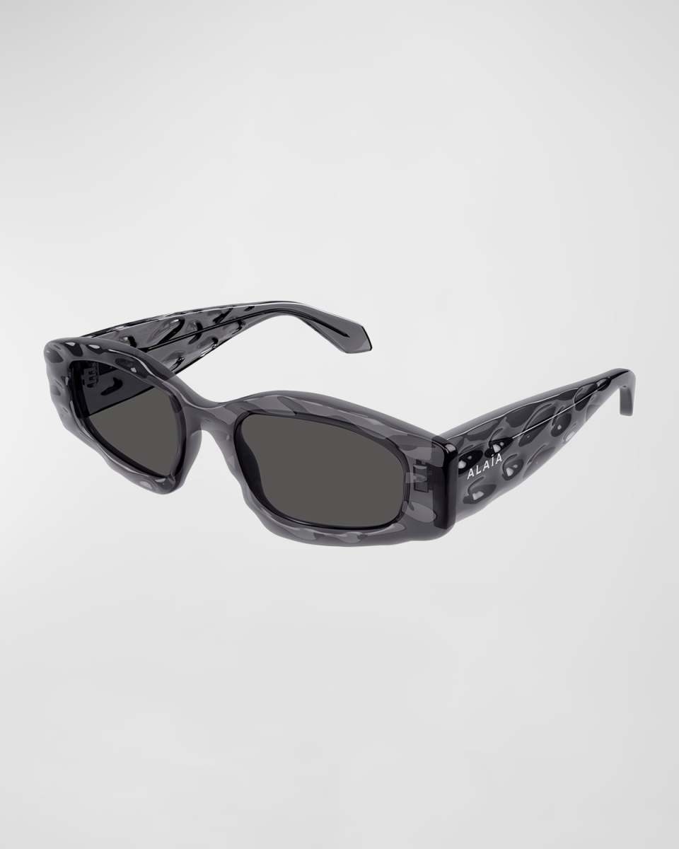 Wavy Acetate Rectangle Sunglasses