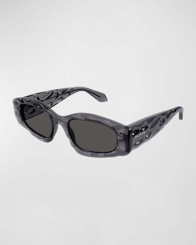 Wavy Acetate Rectangle Sunglasses