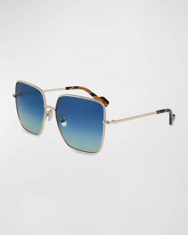 Babe Oversized Square Twisted Metal Sunglasses