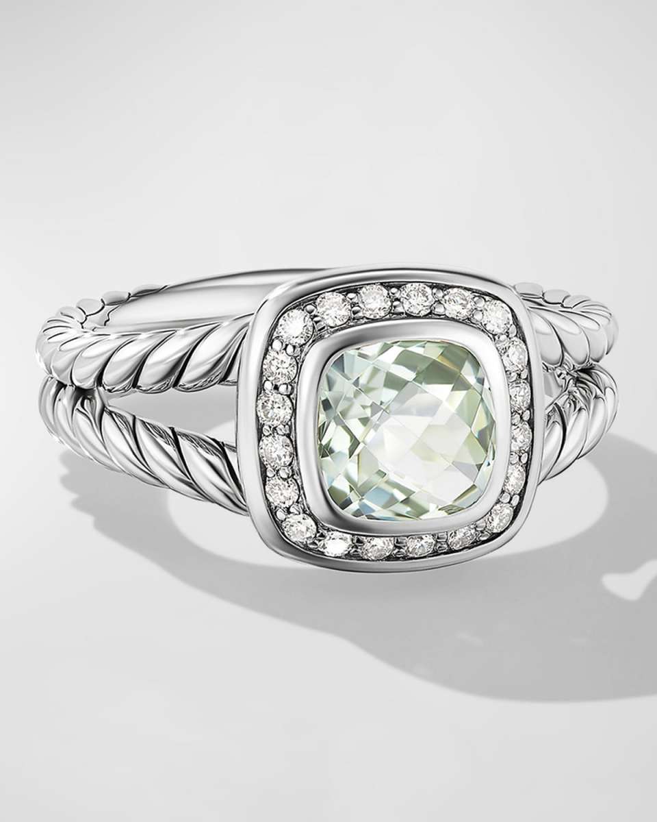 Petite Albion Ring with Gemstone and Diamonds in Silver, 7mm