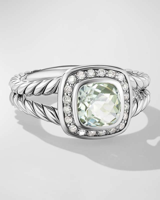 Petite Albion Ring with Gemstone and Diamonds in Silver, 7mm