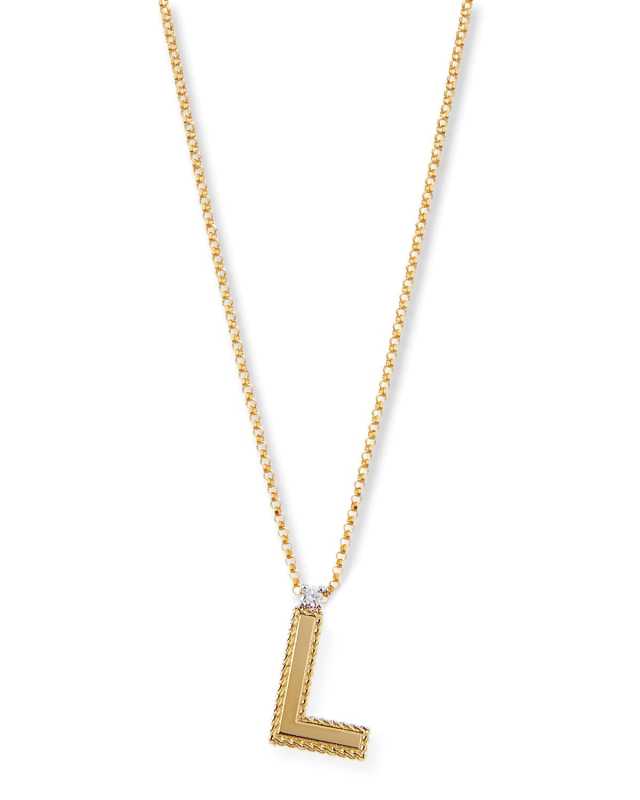Princess 18K Yellow Gold Diamond Initial Necklace, L