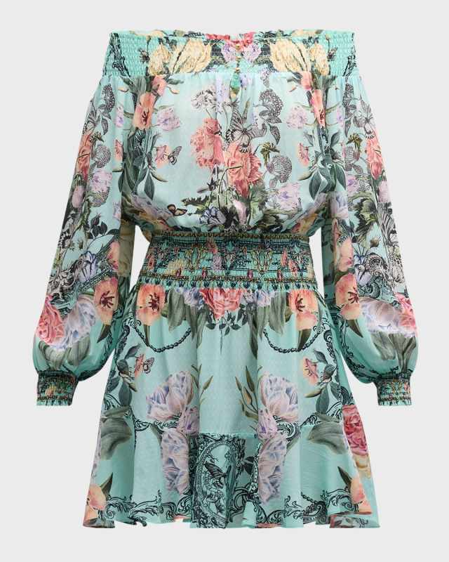 Petal Promise Land Off-Shoulder Mini Dress