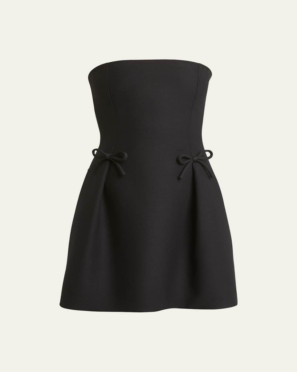 Bow Pintuck Strapless Mini Dress