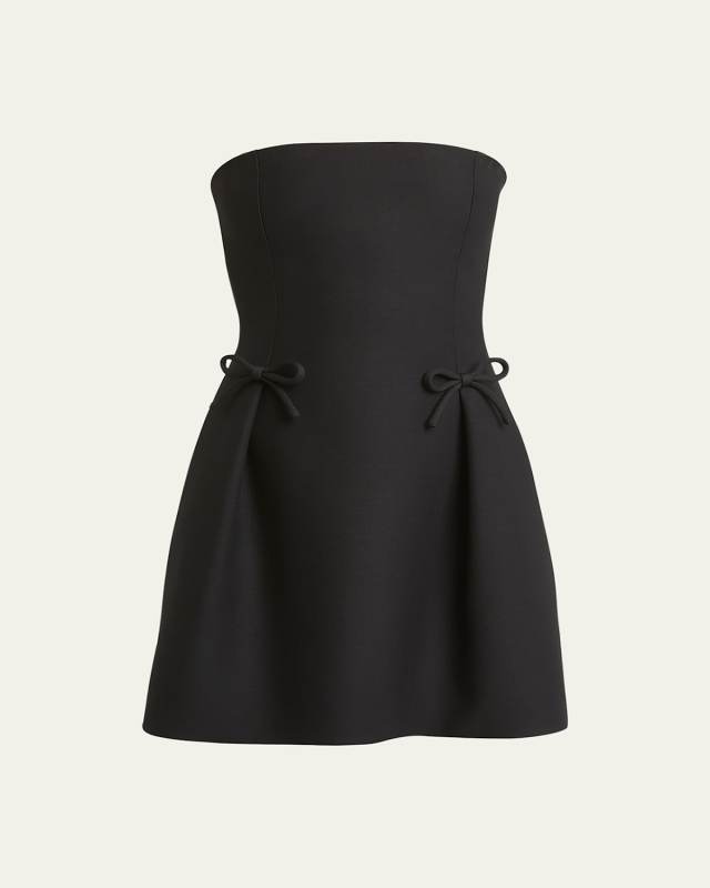 Bow Pintuck Strapless Mini Dress