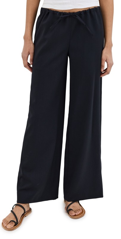 Nili Lotan Adriel Relax Wool Twill Pants Dark Navy