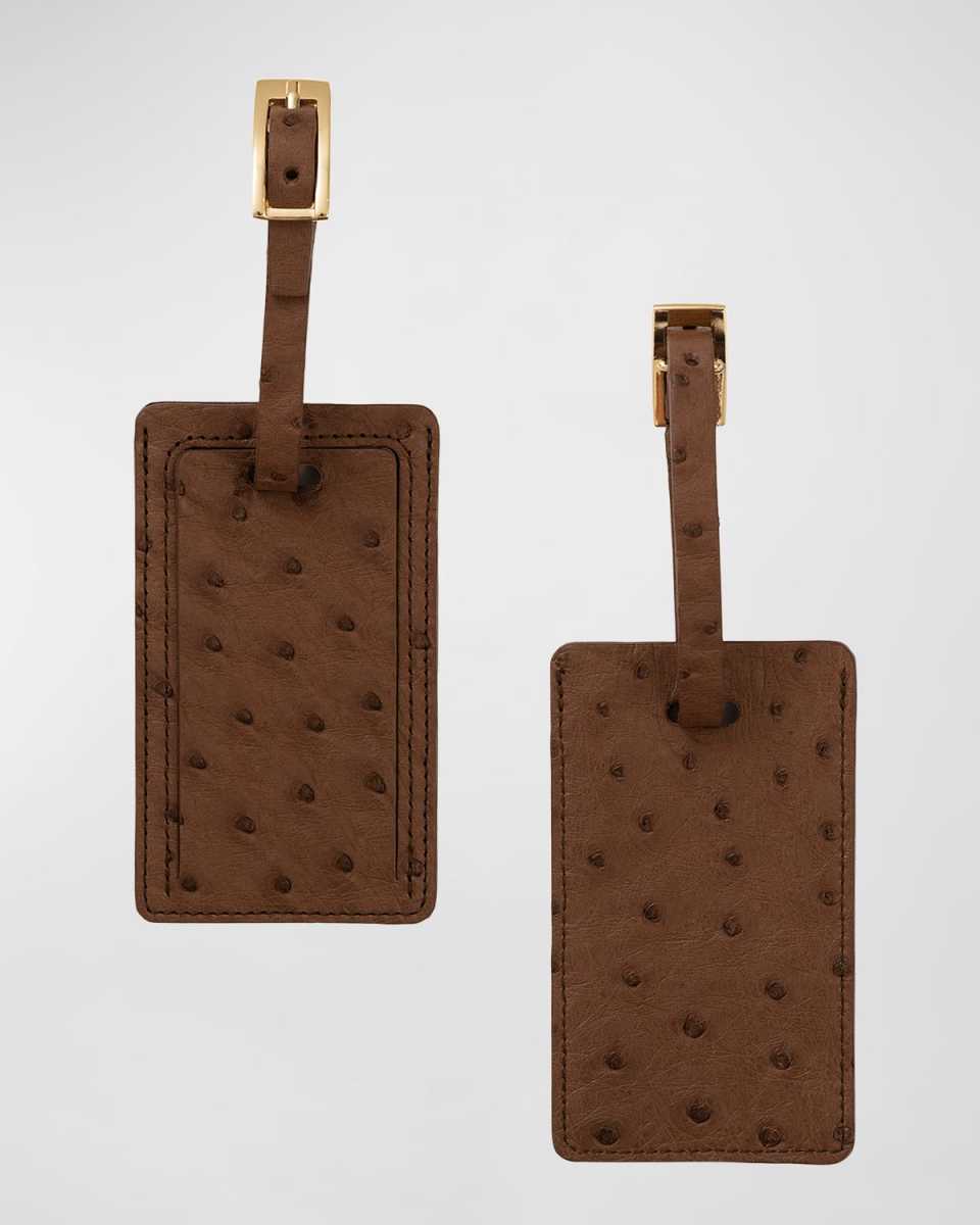 Ostrich Leather Luggage Tag, Set of 2