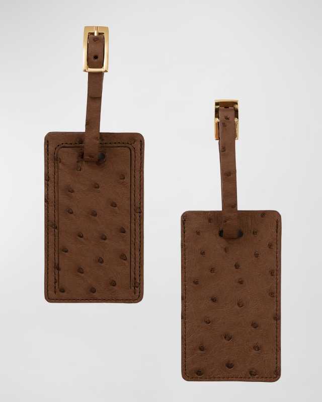 Ostrich Leather Luggage Tag, Set of 2