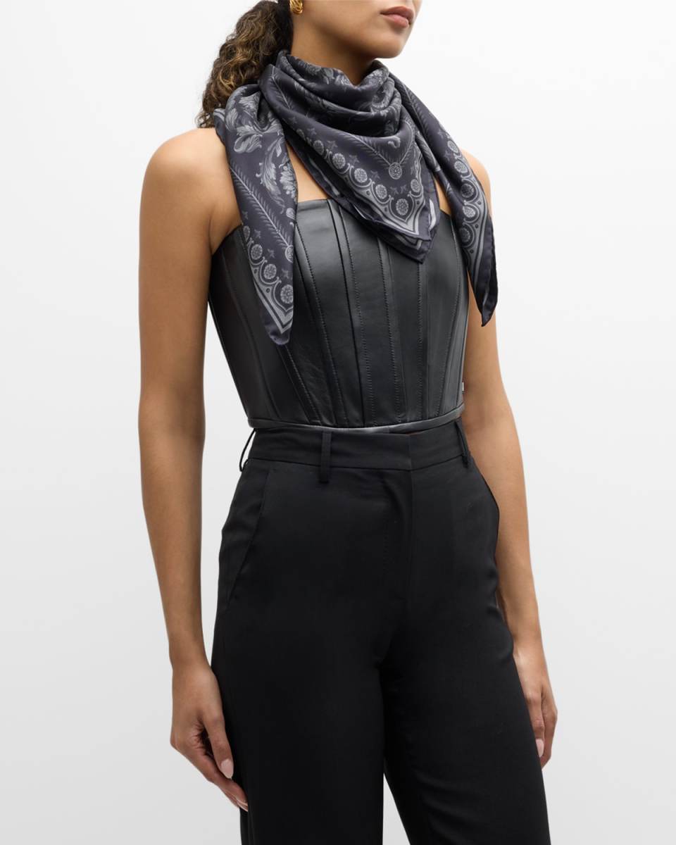 Baroque Print Silk Twill Square Scarf