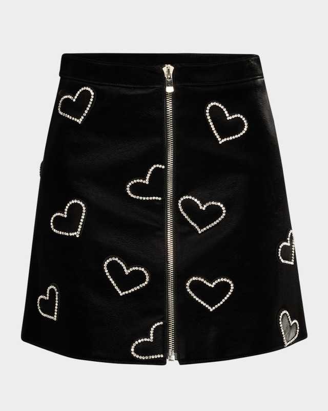 Palo Rhinestone Faux-Leather Mini Skirt