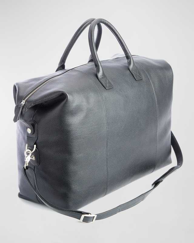 Monogrammed Leather Weekender Duffel Bag