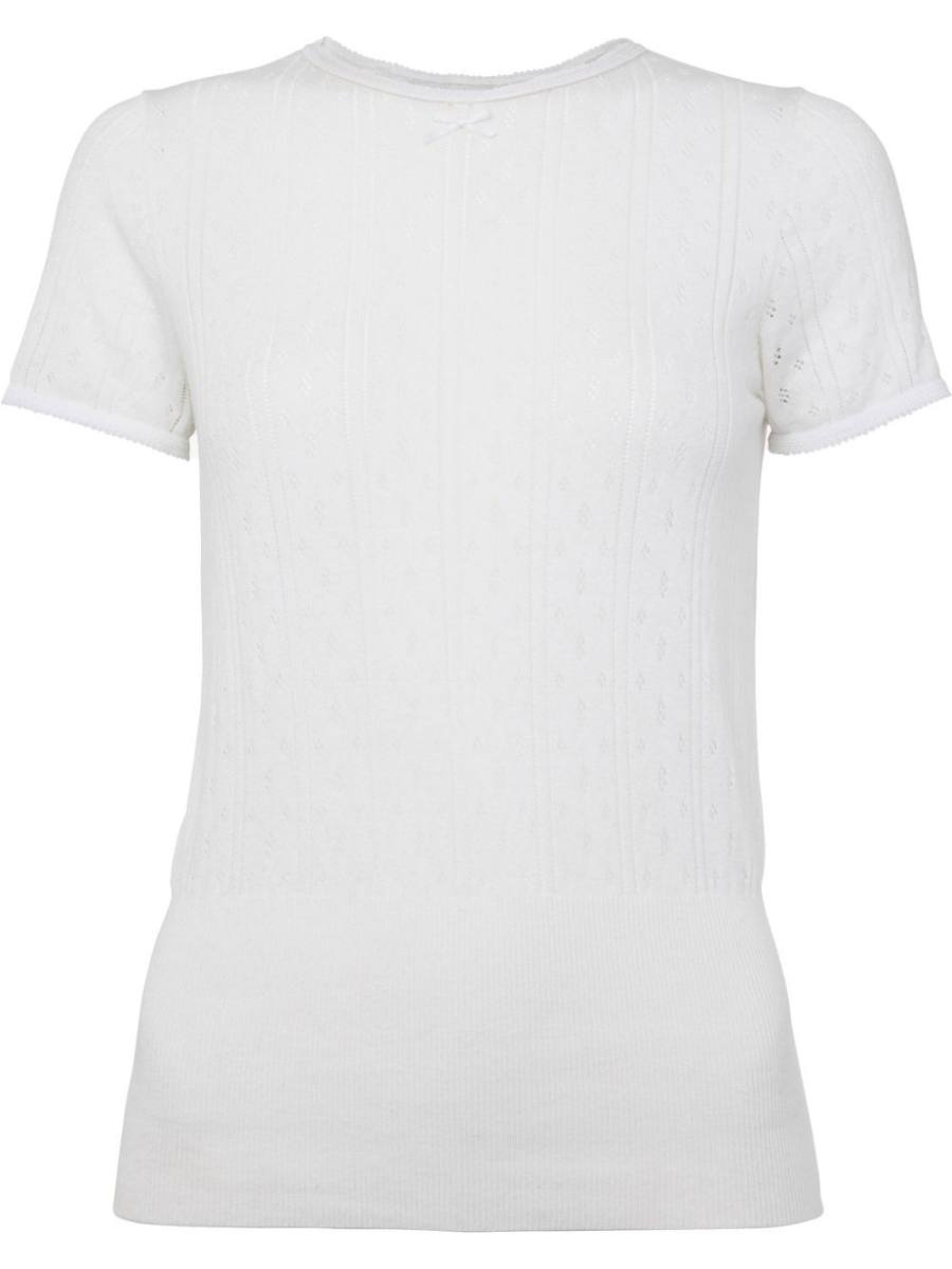 pointelle cap-sleeve top
