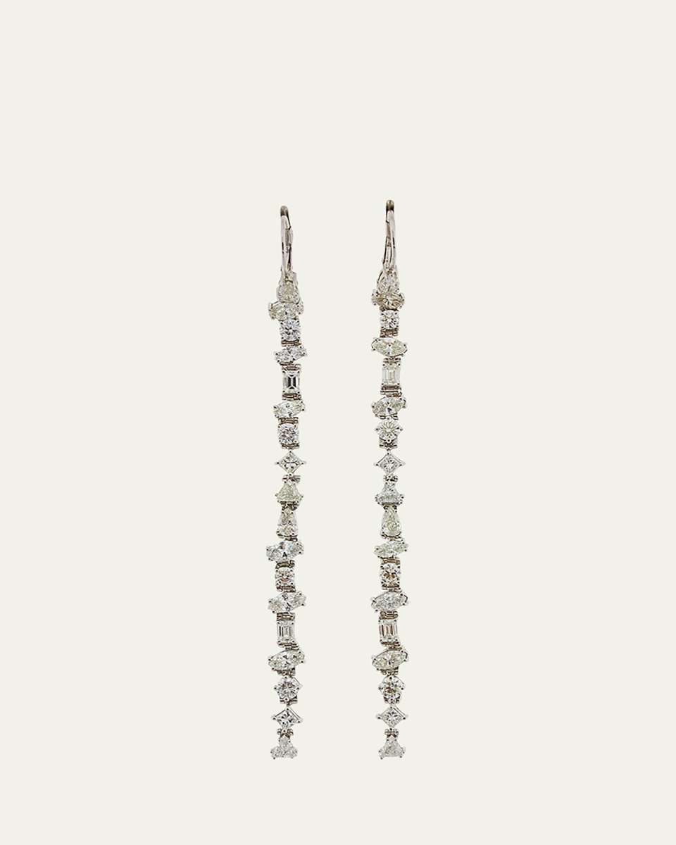 18K White Gold Long Drop Earrings with Diamonds