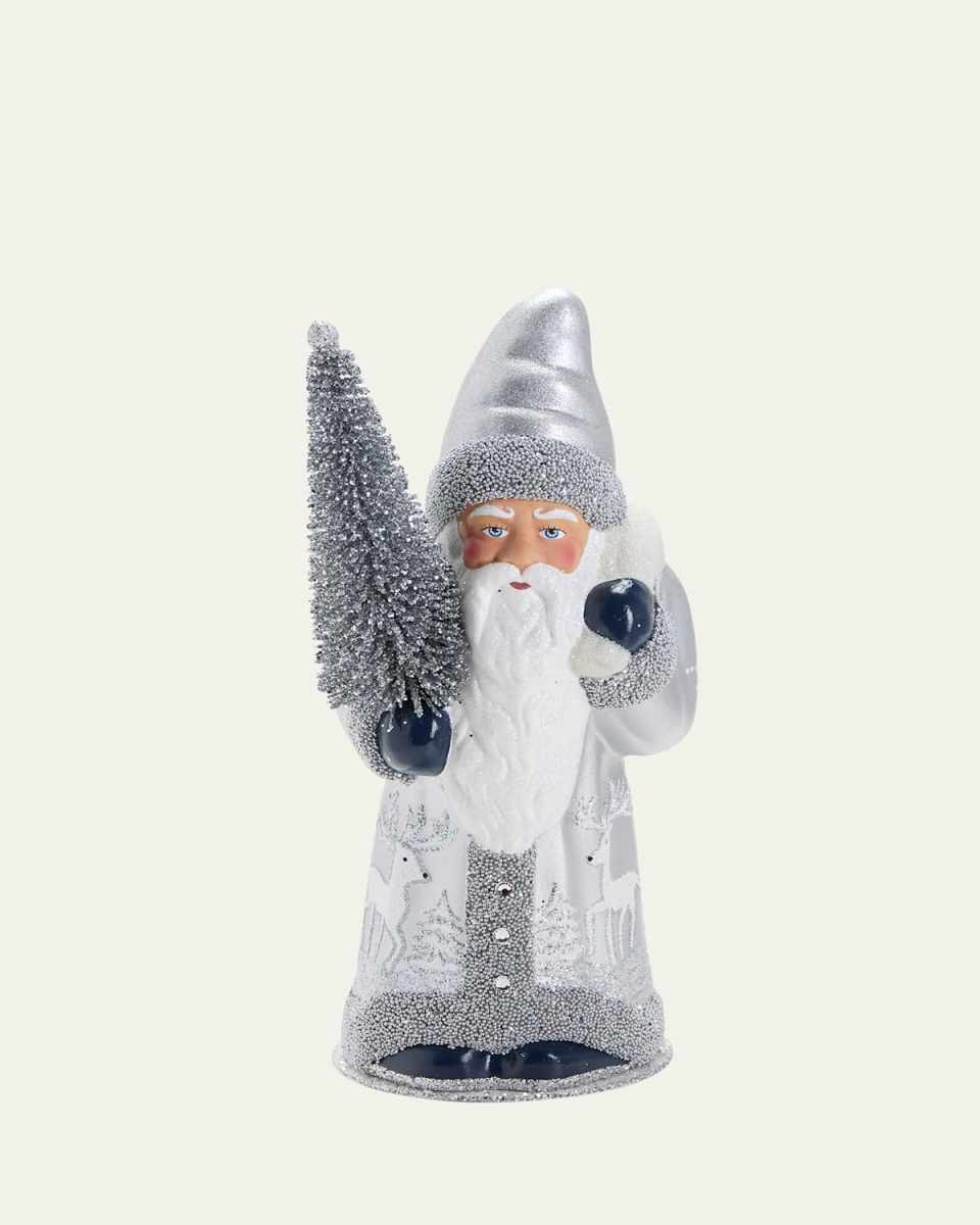 Beaded Silver Reindeer Santa