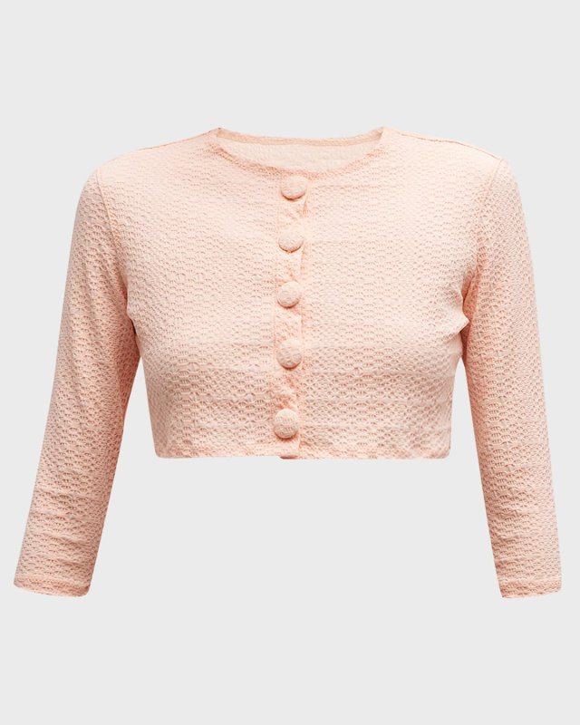 Seersucker Cropped Cardigan