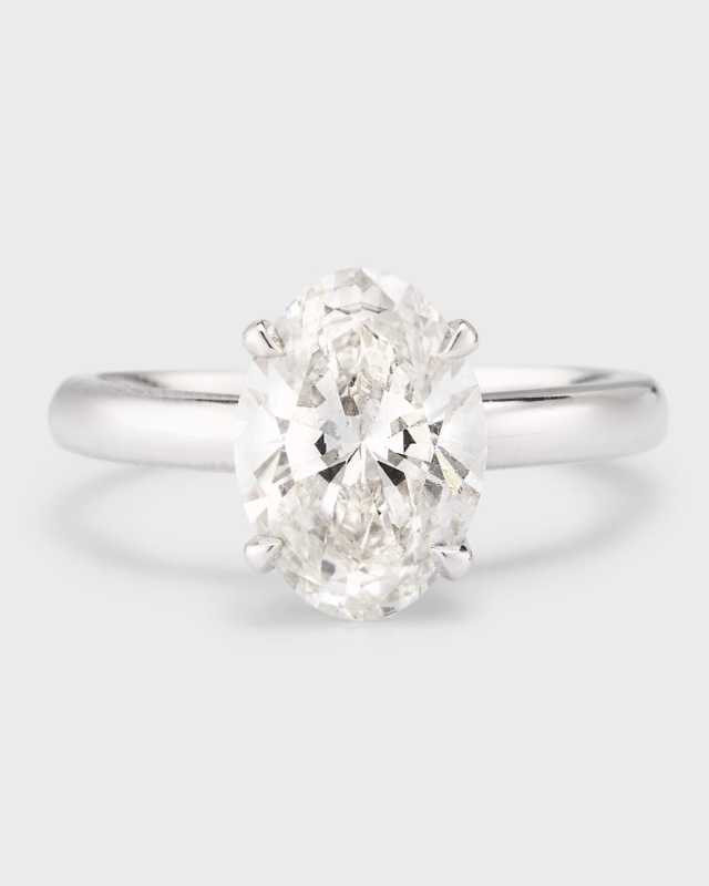 Lab Grown Diamond Platinum Oval Solitaire, 3.0tcw, Size 7