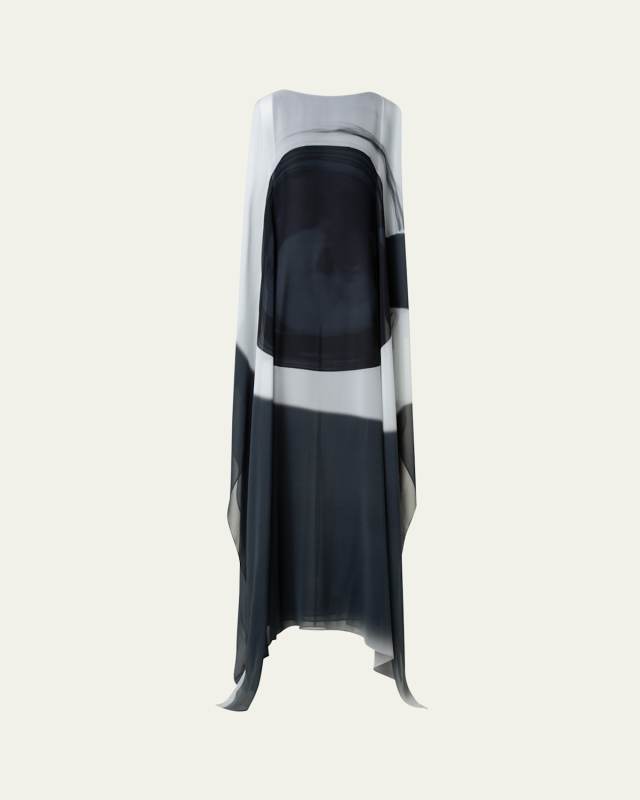 Loop Print Silk Georgette Cape Gown