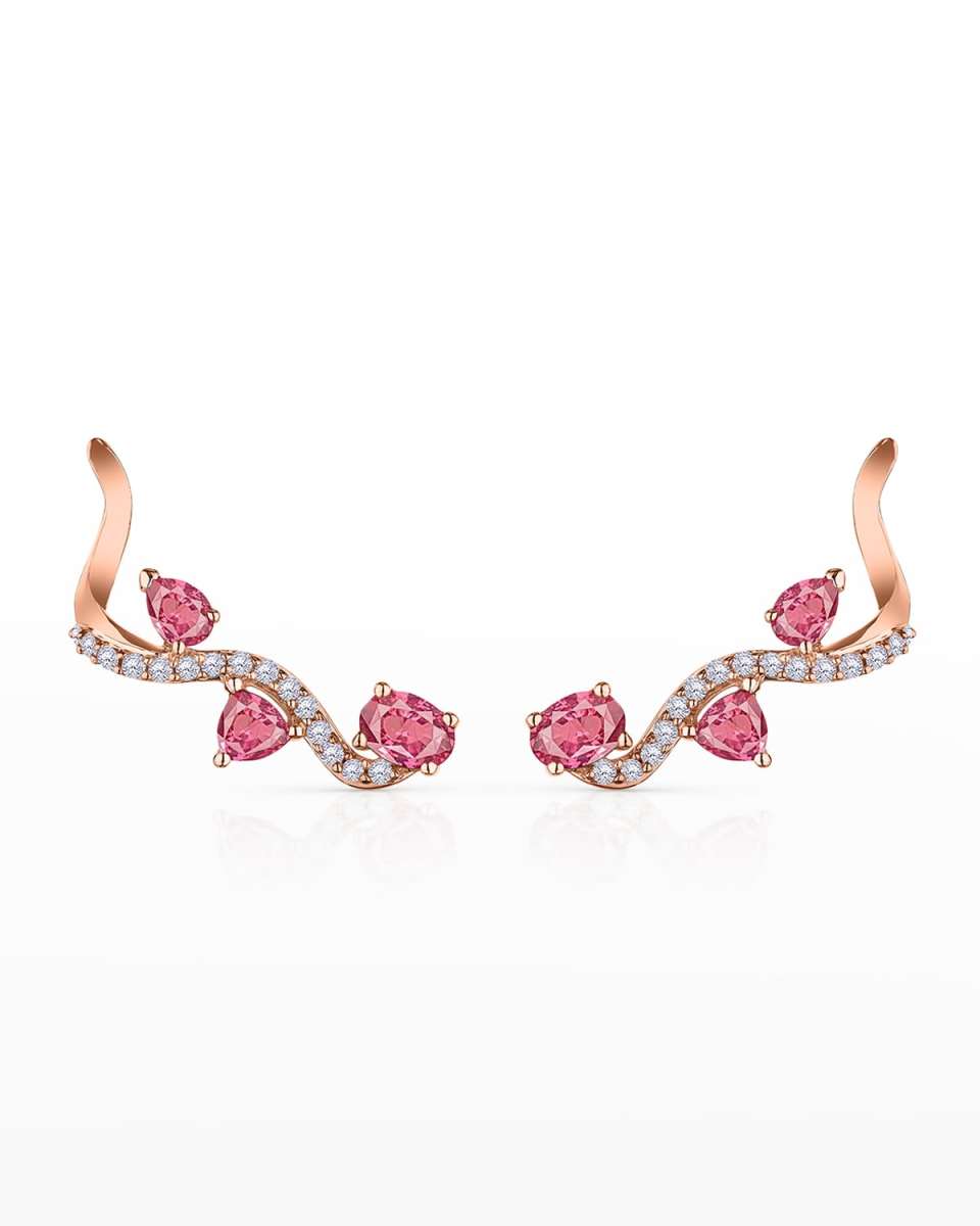 Mirage Pink Gold Earrings with Diamonds and Pink Sapphires