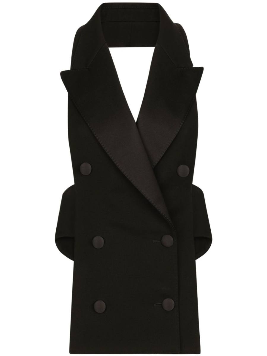 open-back virgin wool-blend waistcoat