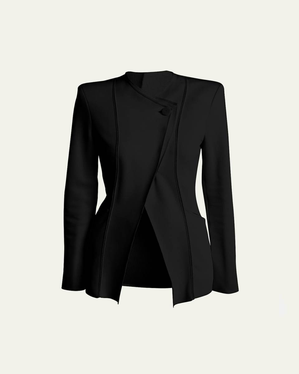 Stretch Viscose Asymmetrical Knit Jacket