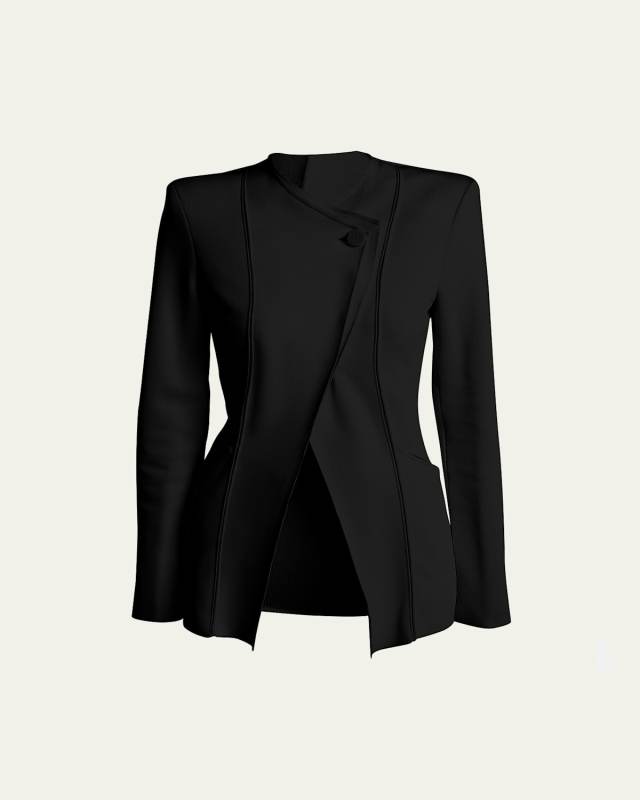 Stretch Viscose Asymmetrical Knit Jacket